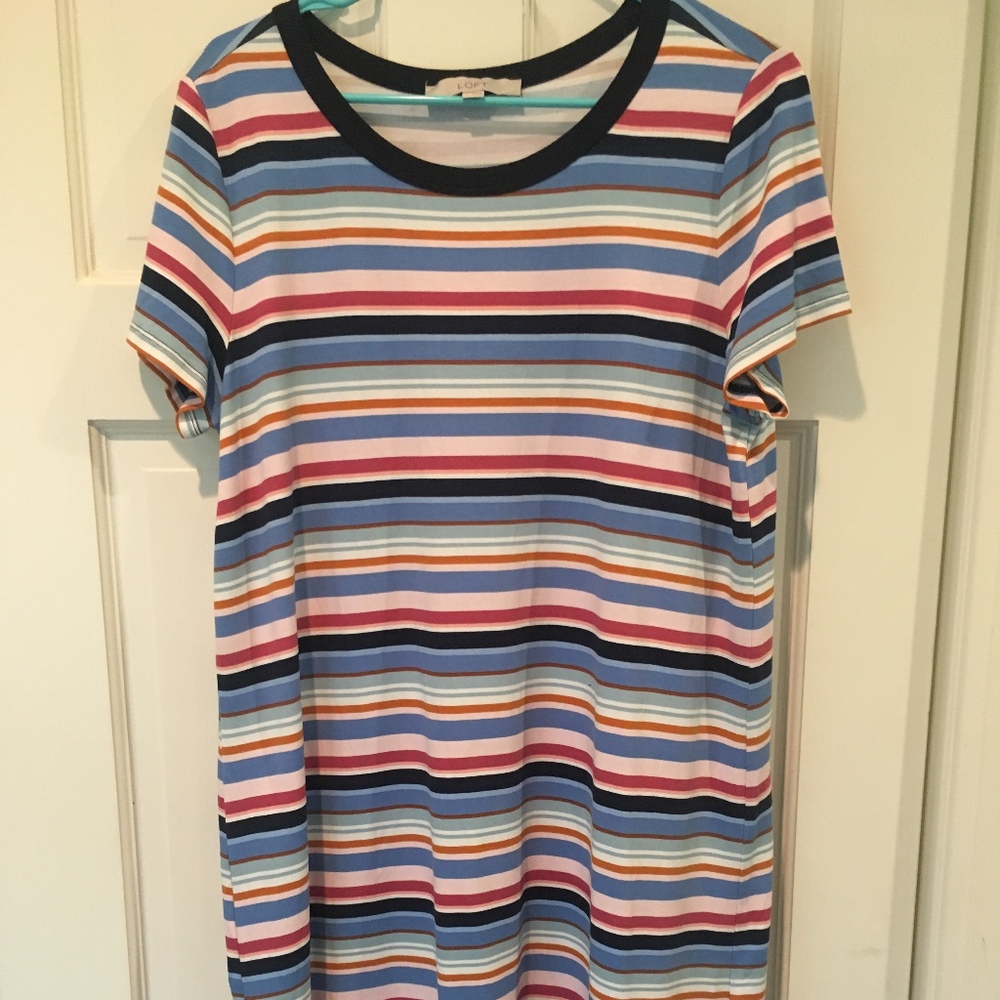 Colorful Striped Loft T-Shirt Dress